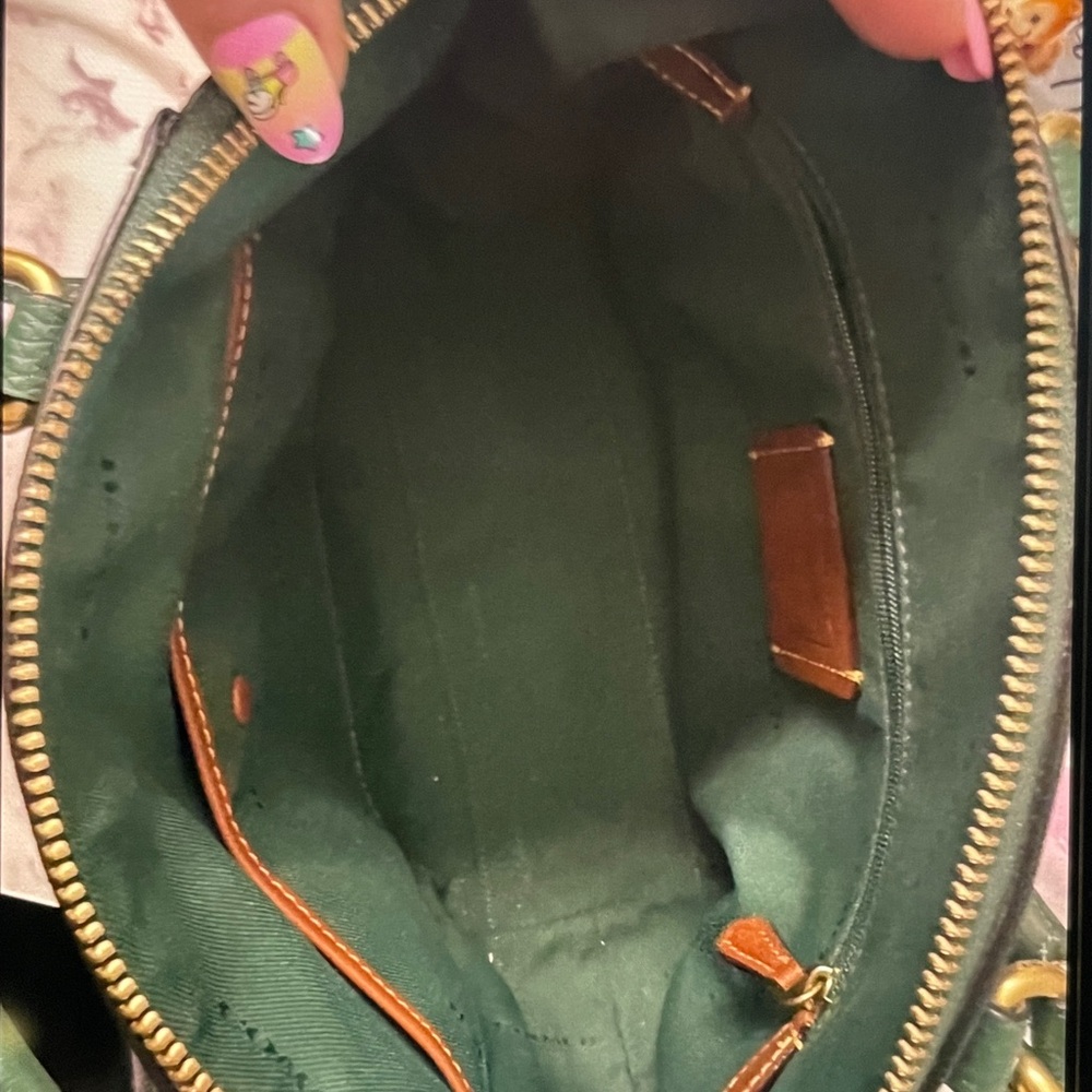 Coach Dark Green Leather Satchel with Gold Hardware - Picture 5 of 7